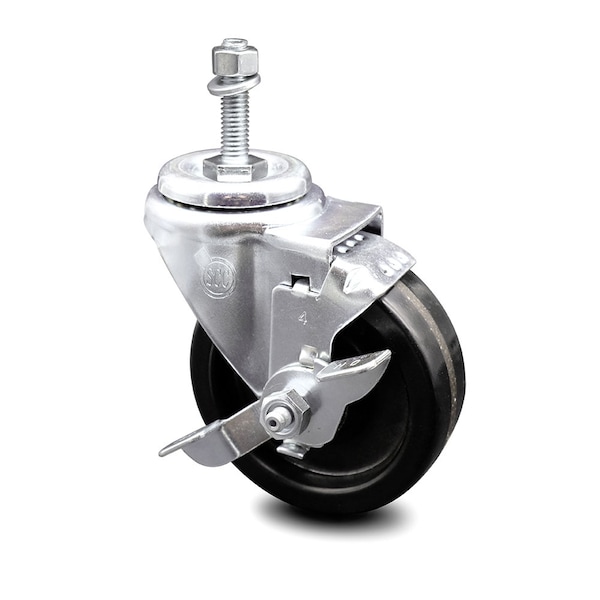 4 Inch Phenolic Wheel Swivel 10mm Threaded Stem Caster with Brake SCC